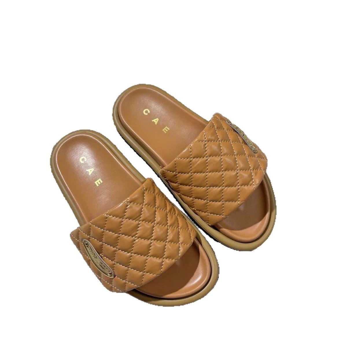 Unbranded Slippers Quilted Wide-Strap Platform Slide image 5