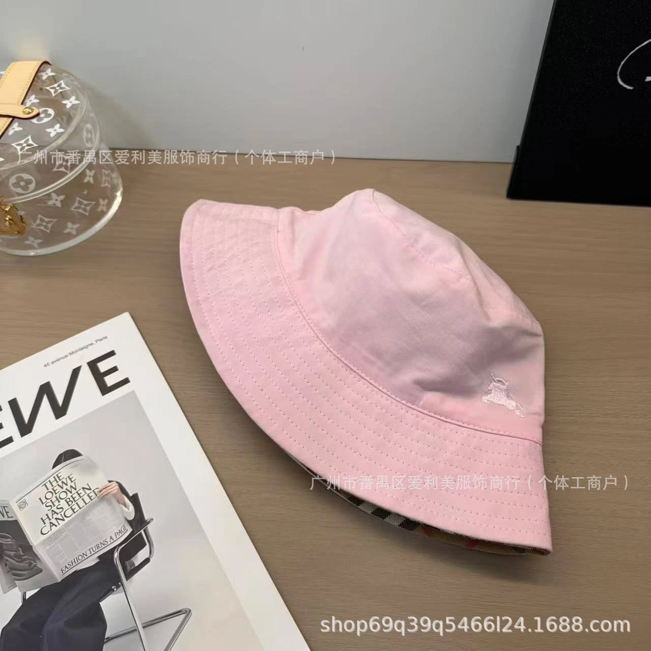 Design Bucket Hat Pink Cotton Canvas Hat - 22