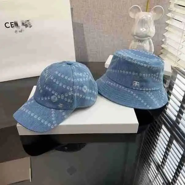 Chanel Denim Baseball Cap with CC Motif in Blue Hats - 6