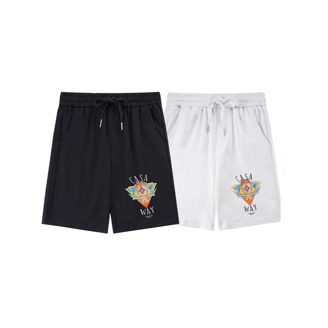 Plaza Casa Graphic Print Drawstring Waist Shorts White - 5