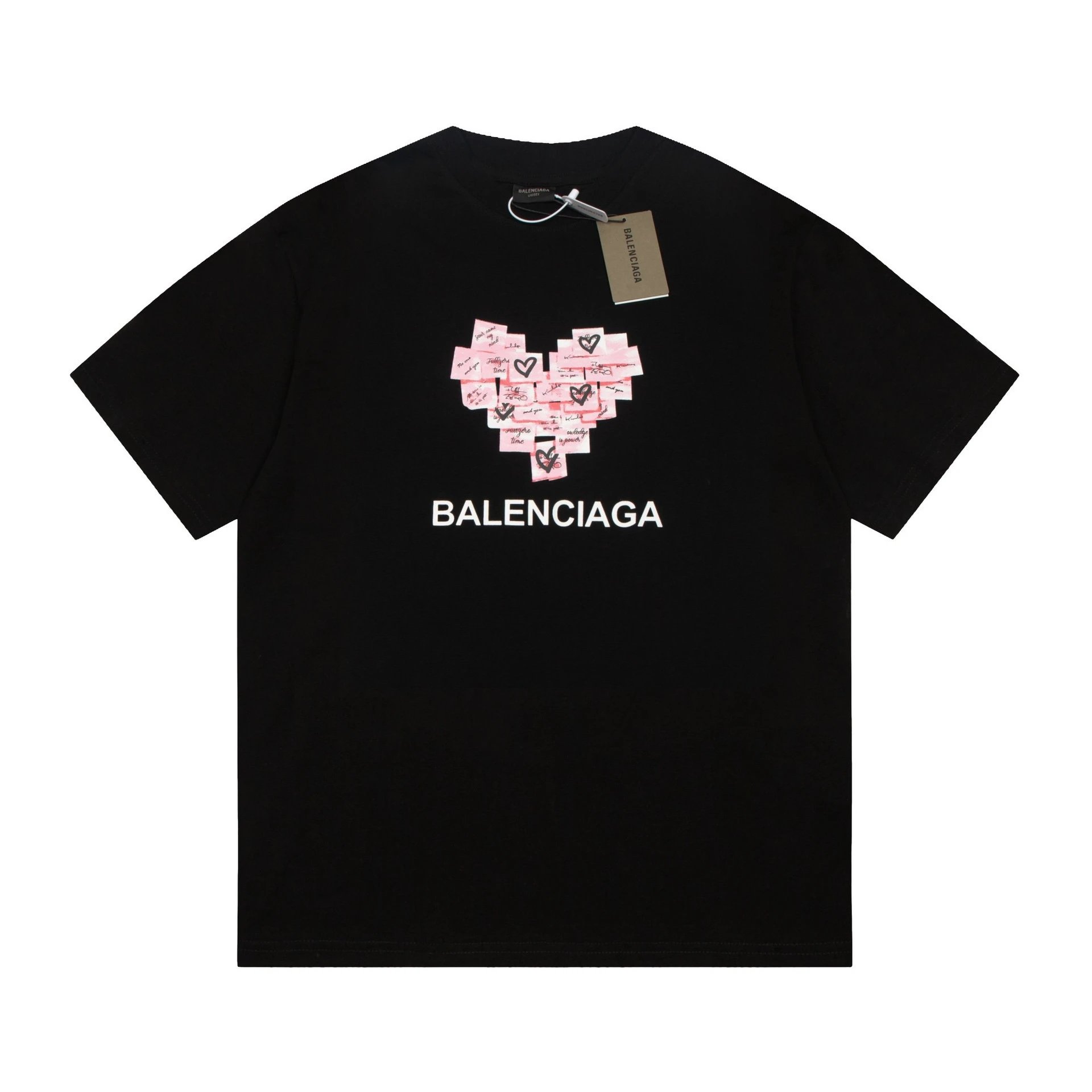Balenciaga T-Shirts Logo Print Crew Neck — B 0002 Black