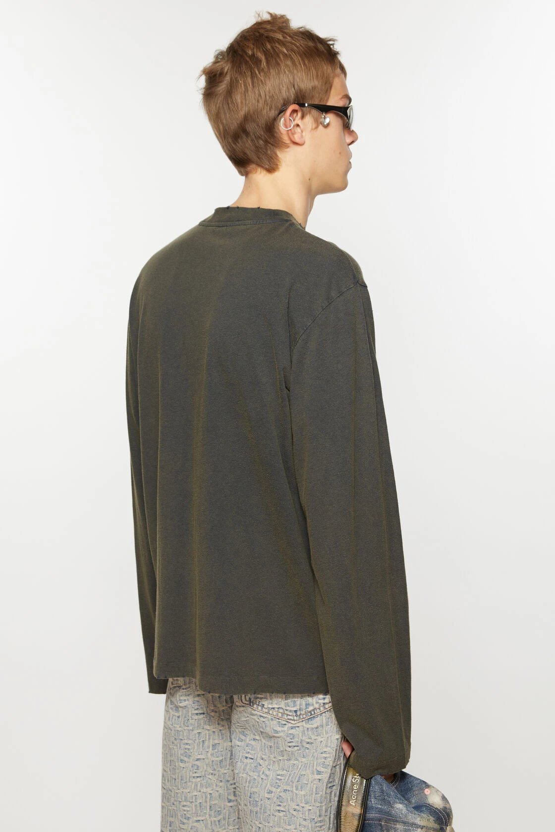 Acne Studios Embroidered Logo Long-Sleeve T-Shirt Olive Green - 7