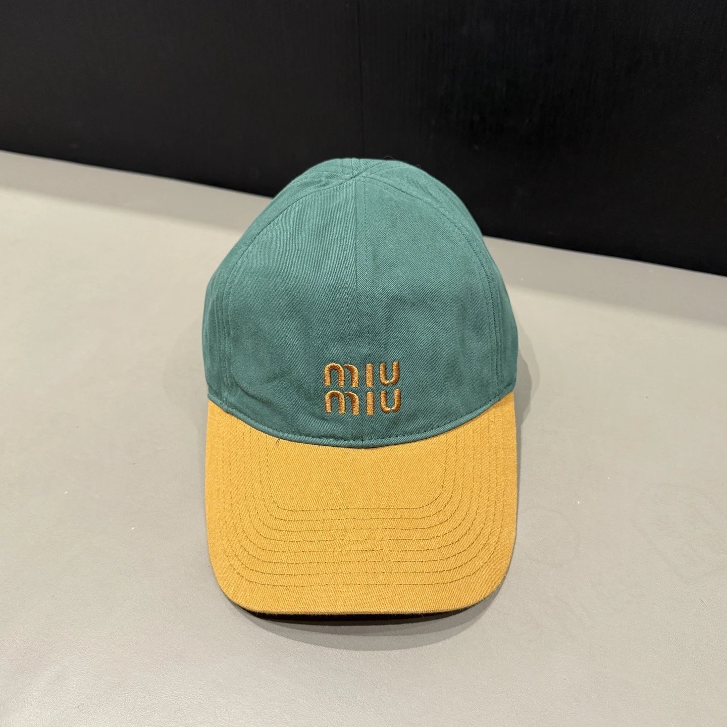 Prada Triangle Logo Washed Denim Baseball Cap Gray - 28