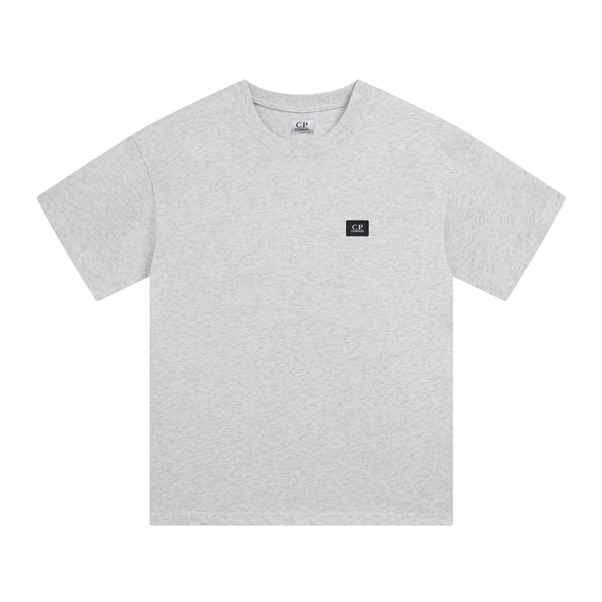 C.P. Company T-Shirts Logo Print Crewneck Short-Sleeve T-Shirt — 220 Heather Gray