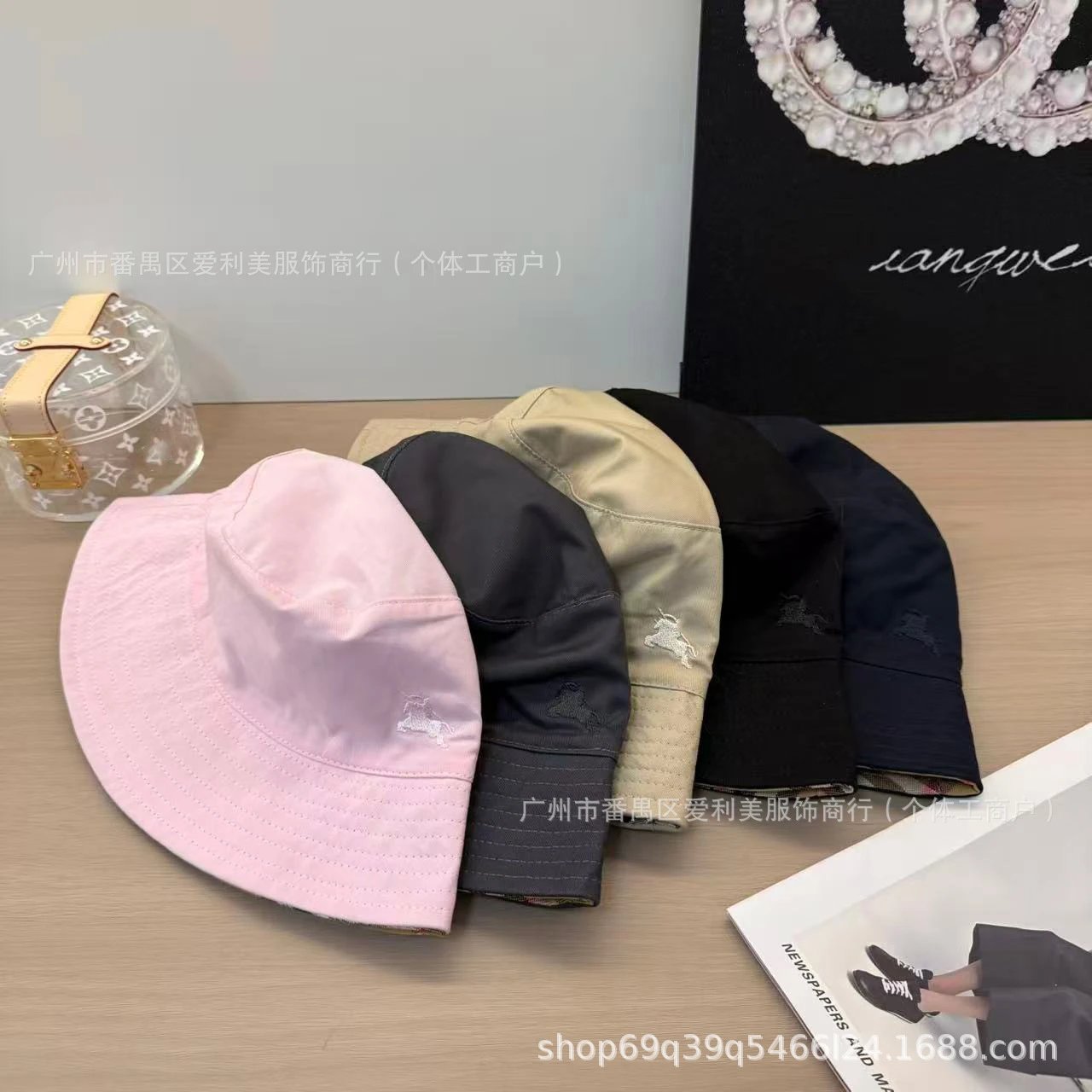 Design Bucket Hat Pink Cotton Canvas Hat - 3