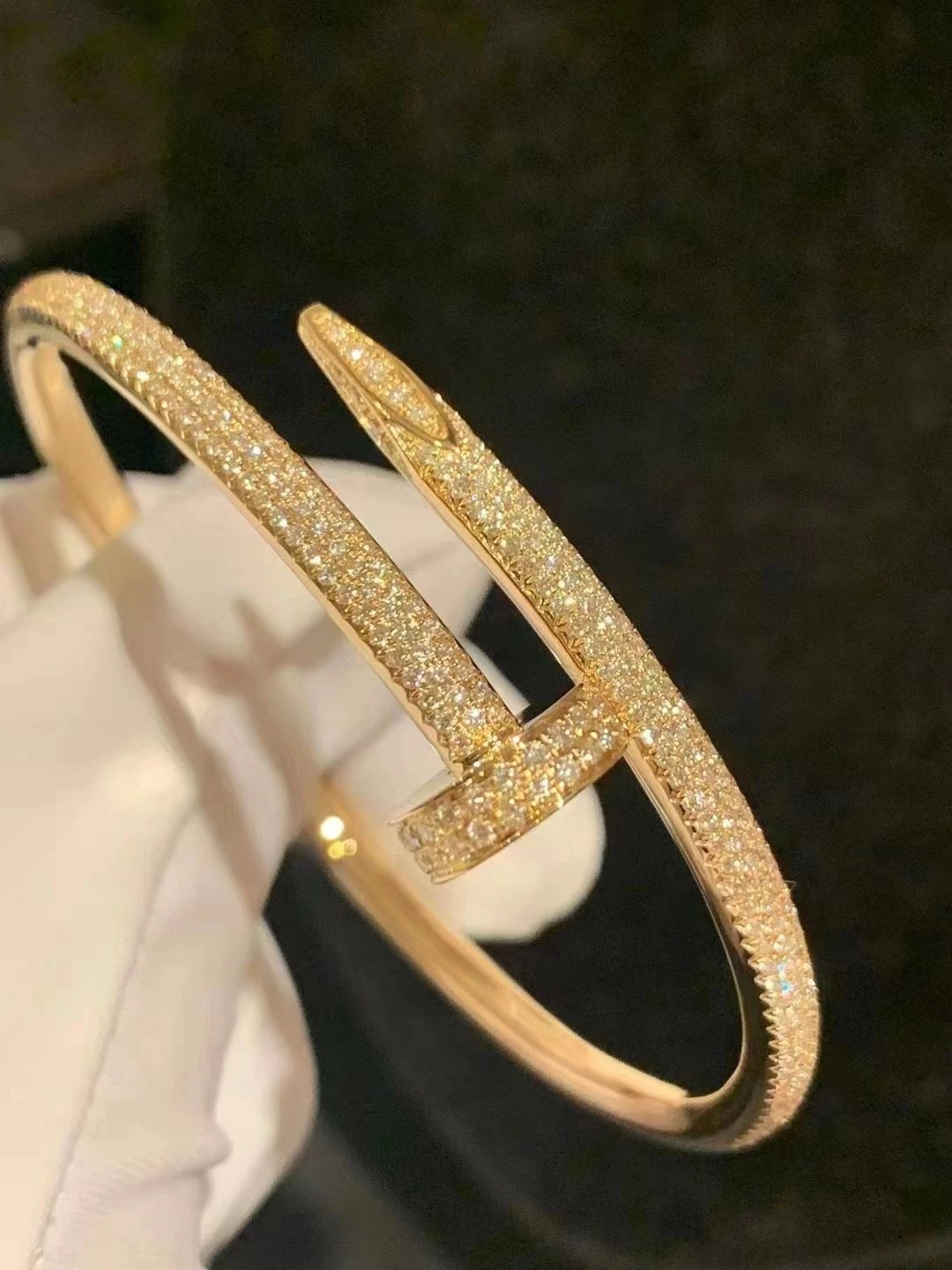 Cartier Juste un Clou Bracelet Full Pave Yellow Gold Diamond Bracelet Jewelry - 9