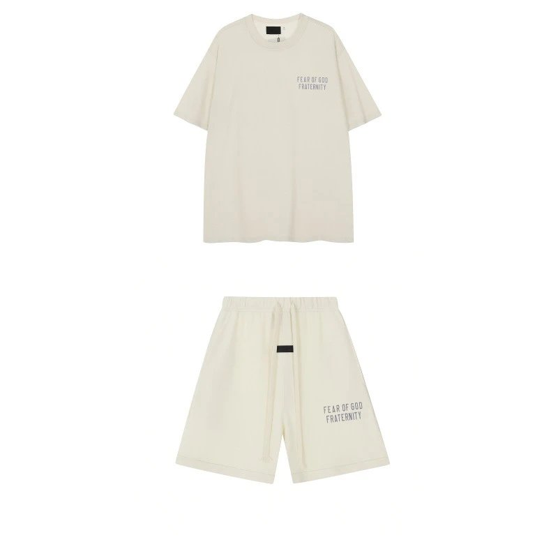 Fear of God Essentials Olive Green Logo T-Shirt and Shorts Set - 6