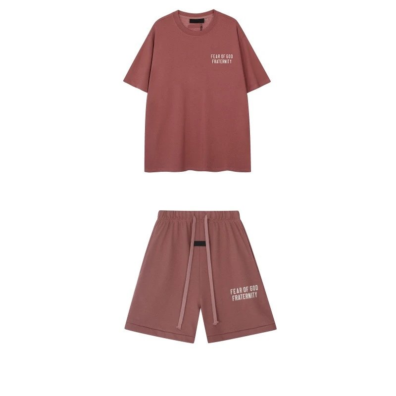 Fear of God Essentials Olive Green Logo T-Shirt and Shorts Set - 8