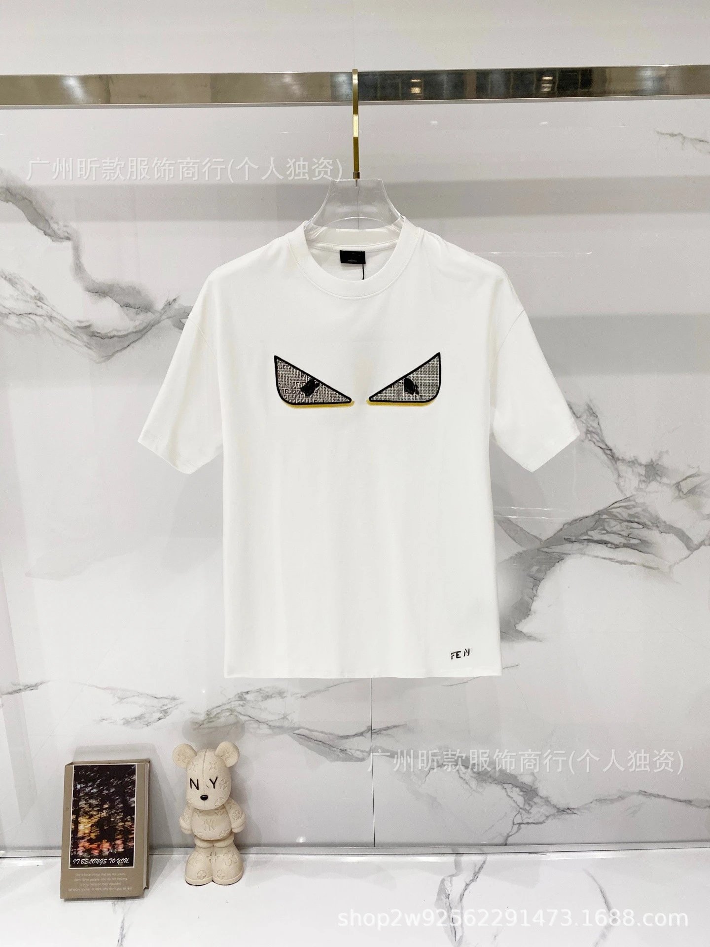 Fendi Monster Eyes Logo Black T-Shirt - 34