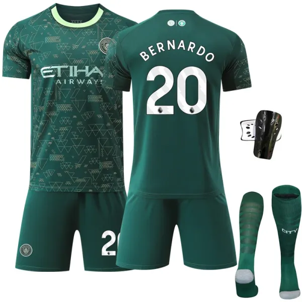 Manchester City FC 2023-24 Third Kit Haaland #9 Green Jersey Set - 6