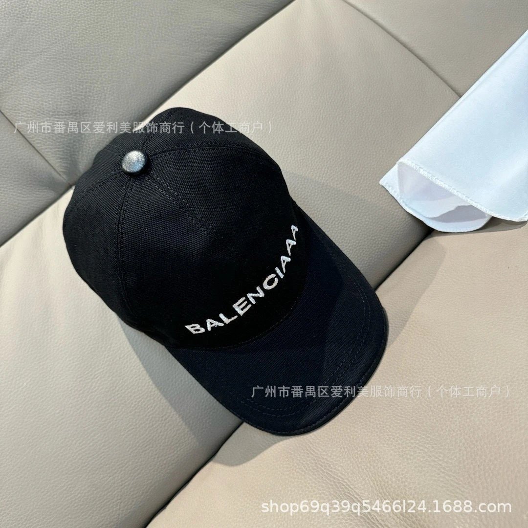 Balenciaga Logo Embroidered Black Baseball Cap - 4