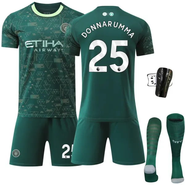 Manchester City FC 2023-24 Third Kit Haaland #9 Green Jersey Set - 7