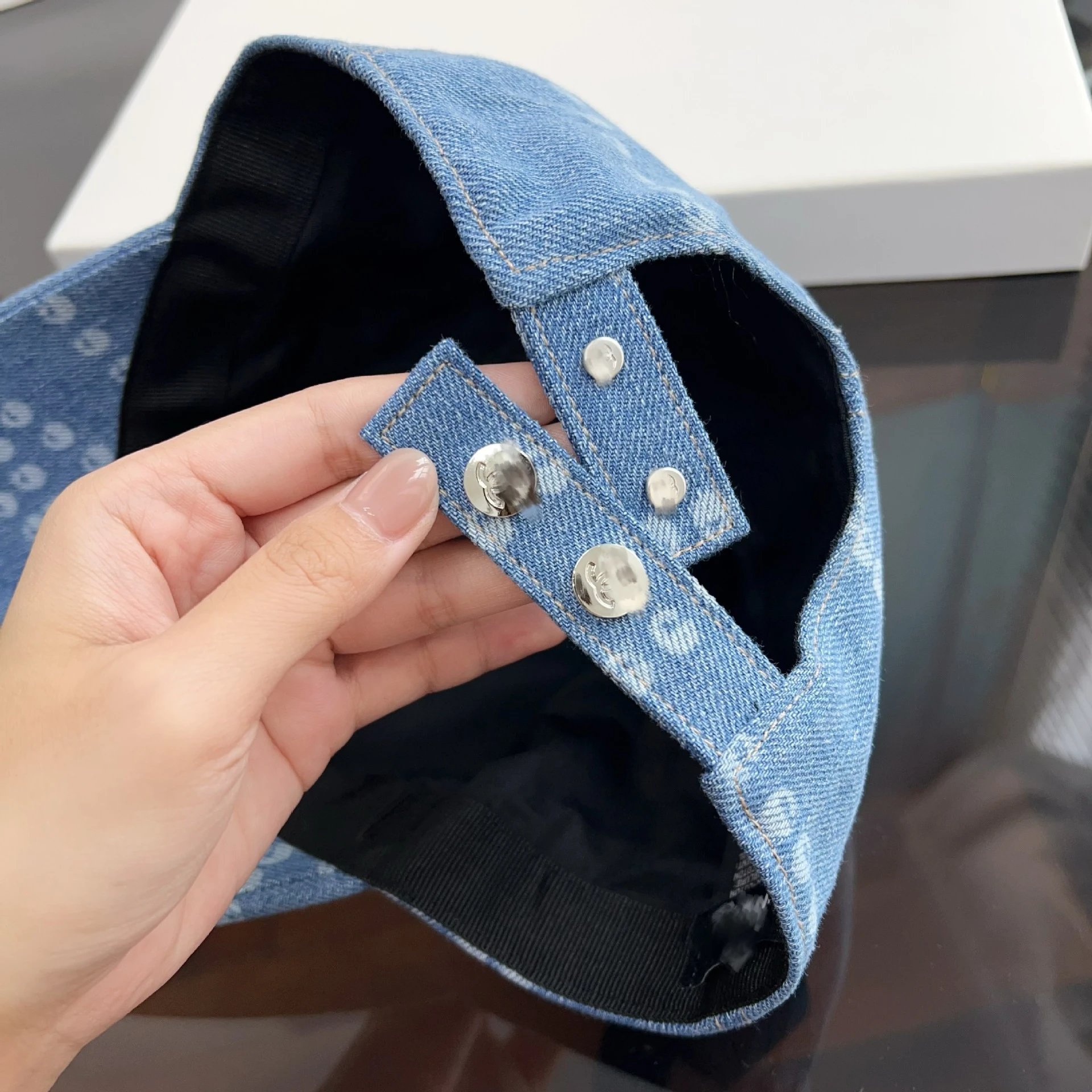 Chanel Denim Baseball Cap with CC Motif in Blue Hats - 4