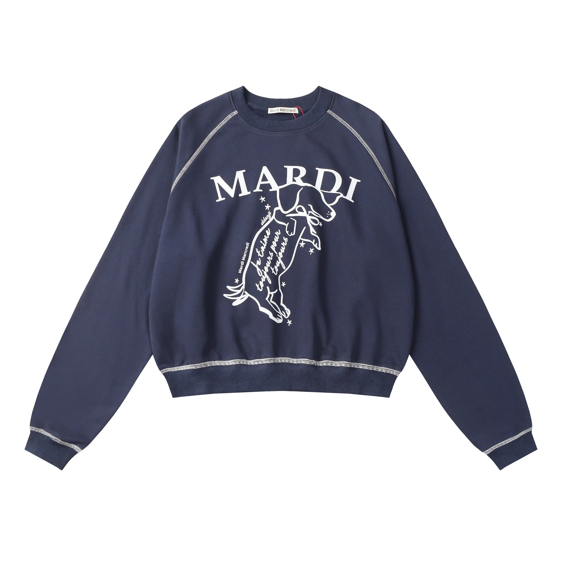 Mardi Mercredi Graphic Cropped Sweatshirt White Hoodie - 5