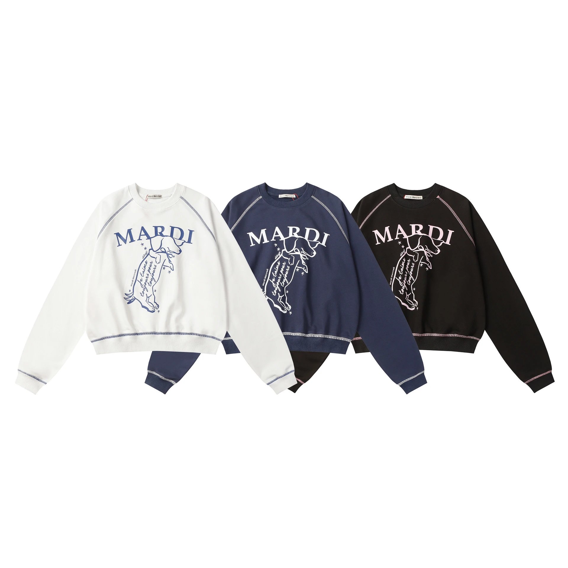 Mardi Mercredi Graphic Cropped Sweatshirt White Hoodie - 3