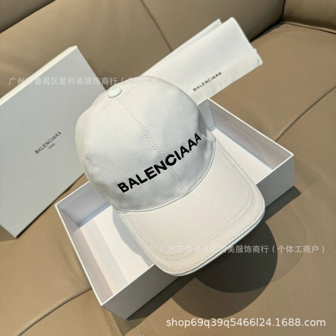 Balenciaga Logo Embroidered Black Baseball Cap - 6
