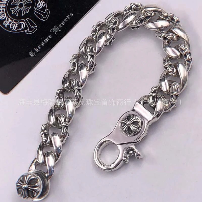 Chrome Hearts Floral Link Bracelet Silver Jewelry - 10