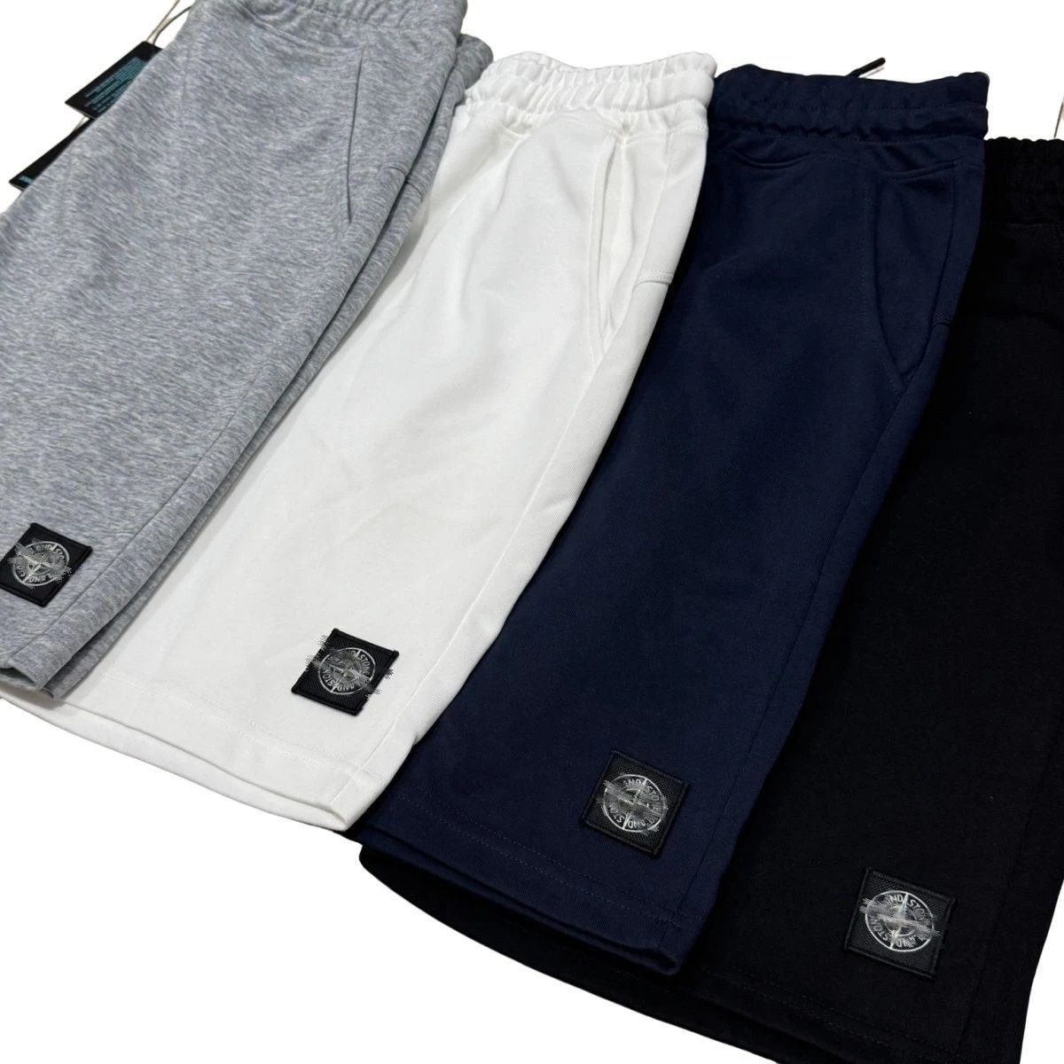 Stone Island Logo Patch Shorts White - 5