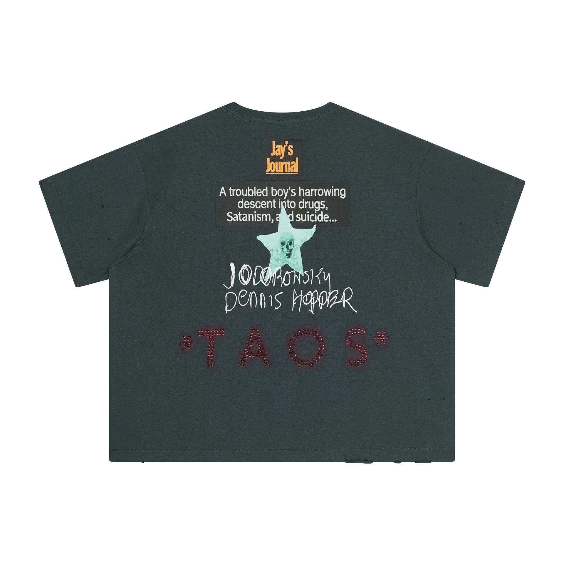 Design Collage Print Distressed Oversized T-Shirt Off-White - 17