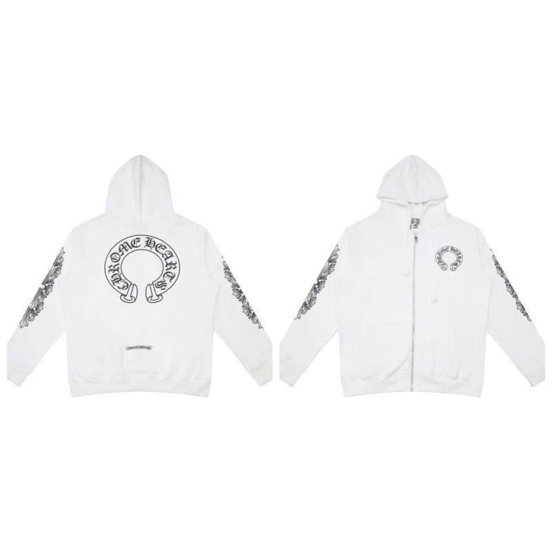 Chrome Hearts Hoodies & Sweatshirts Graphic Full-Zip Hooded Sweatshirt — 5001 white