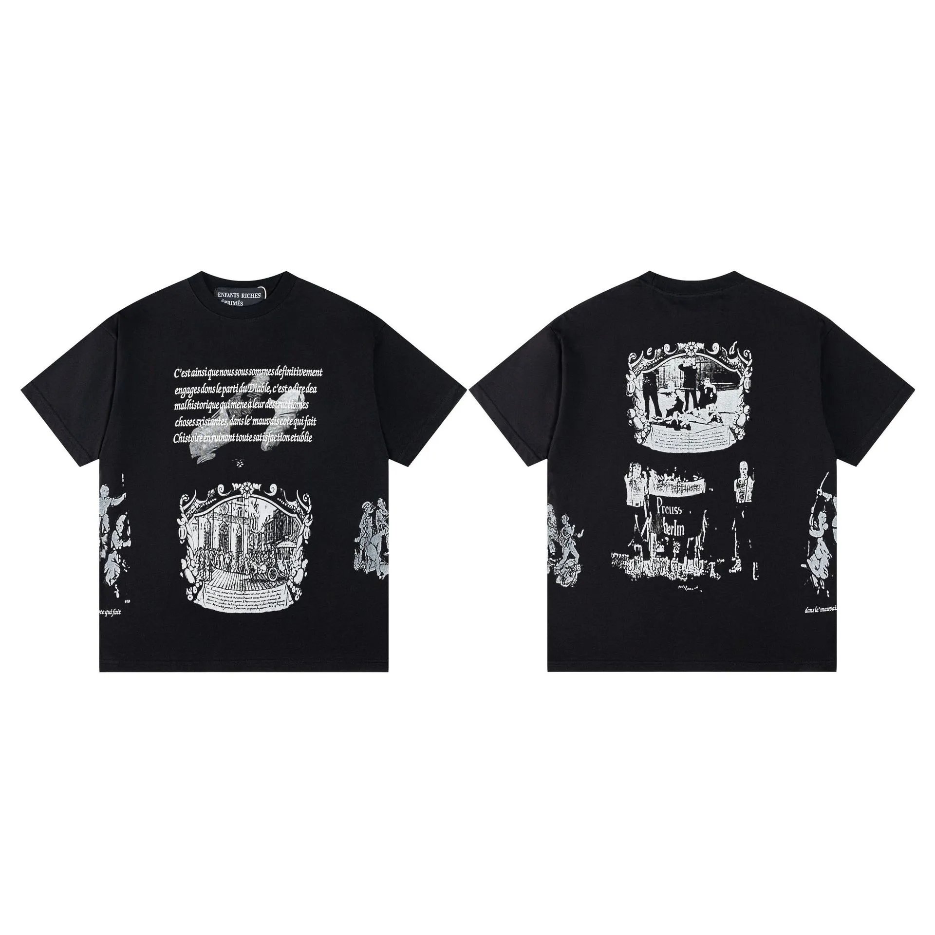 Enfants Riches Déprimés Newspaper Print Graphic T-Shirt White and Black - 18