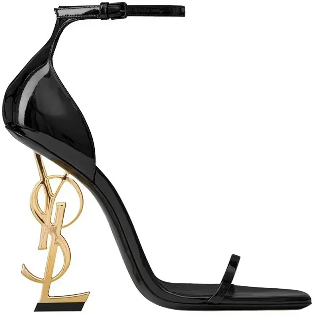 Saint Laurent High Heels Opyum logo-heel ankle-strap sandals product detail image 2