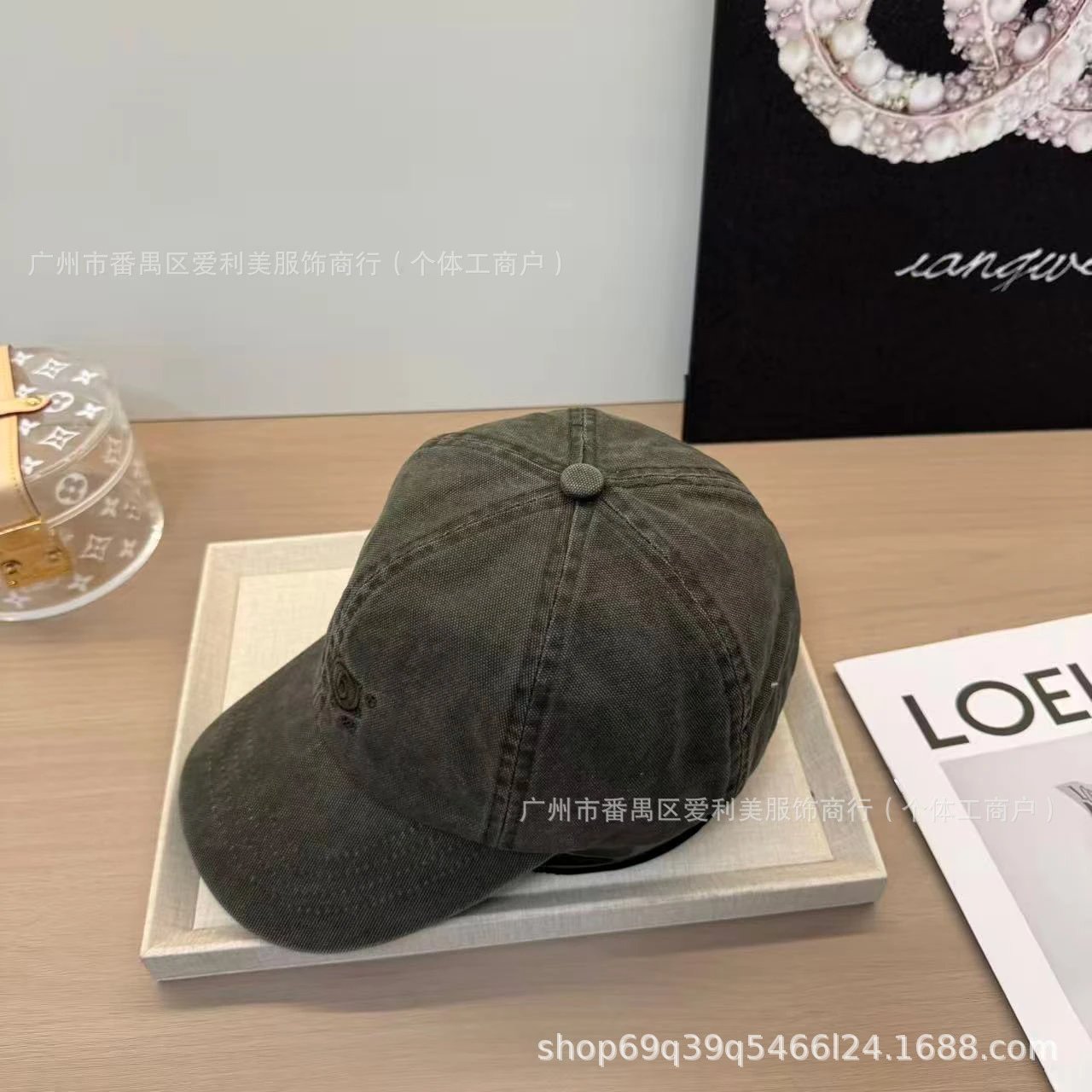 Design Baseball Cap Army Green Washed Cotton Cap - 9