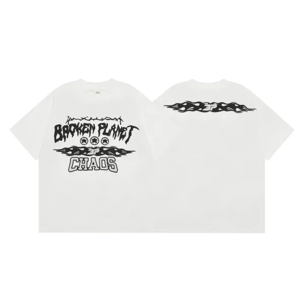 Broken Planet Chaos Graphic Print White T-Shirt - 1