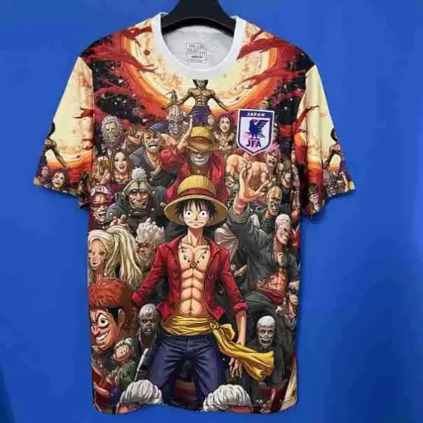 One Piece x Japan Football Association Collab All-Characters Graphic T-Shirt Multicolor - 1