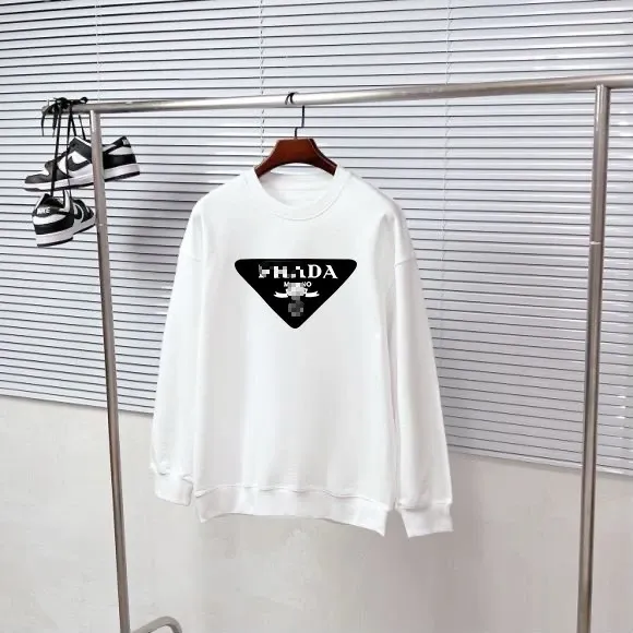 Prada Triangle Logo White Hoodie - 1
