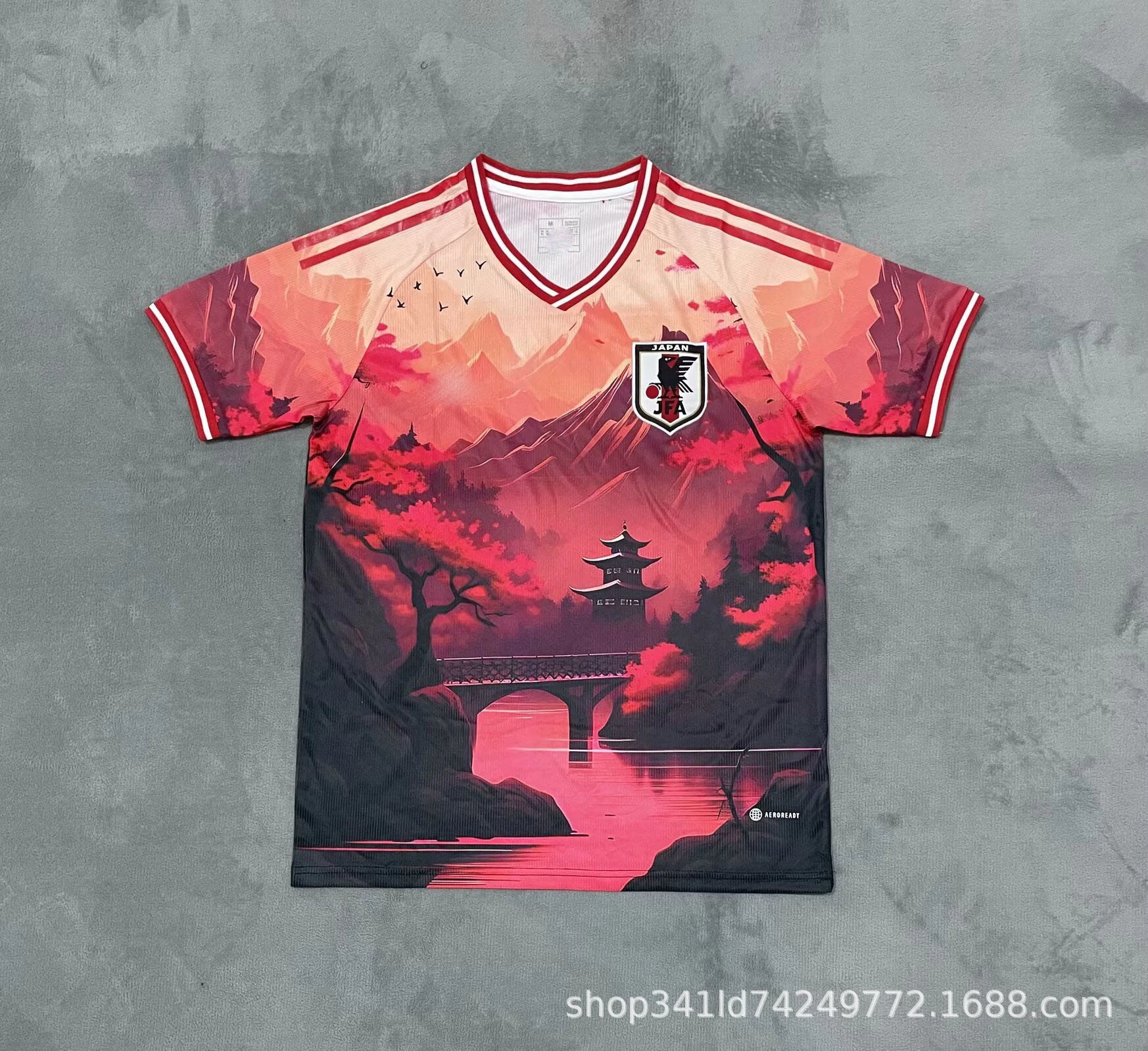 Adidas Japan National Team Away Jersey White Red Flame Print Jersey - 7