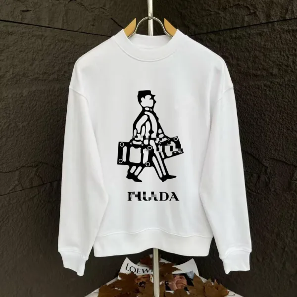 Prada Logo Graphic Print White Hoodie - 1