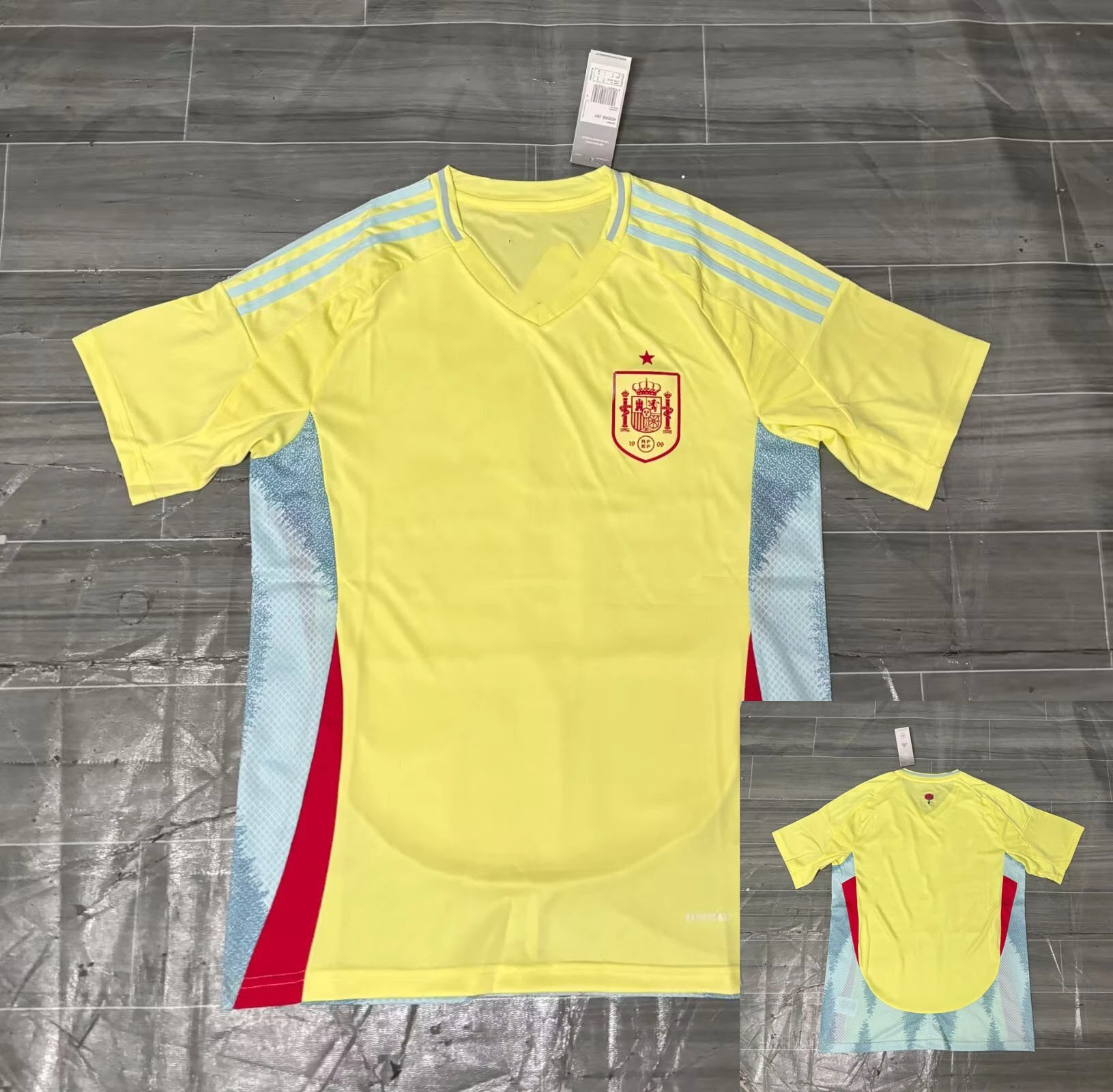 Design Spain National Team Away Jersey Light Blue Patterned Football Jersey - 11