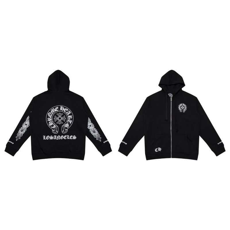 Chrome Hearts Hoodies & Sweatshirts Graphic Full-Zip Hooded Sweatshirt — 5009 black