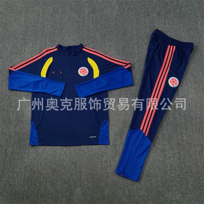 Adidas Colombia National Team Training Set Navy Blue Yellow Red Tracksuit - 9
