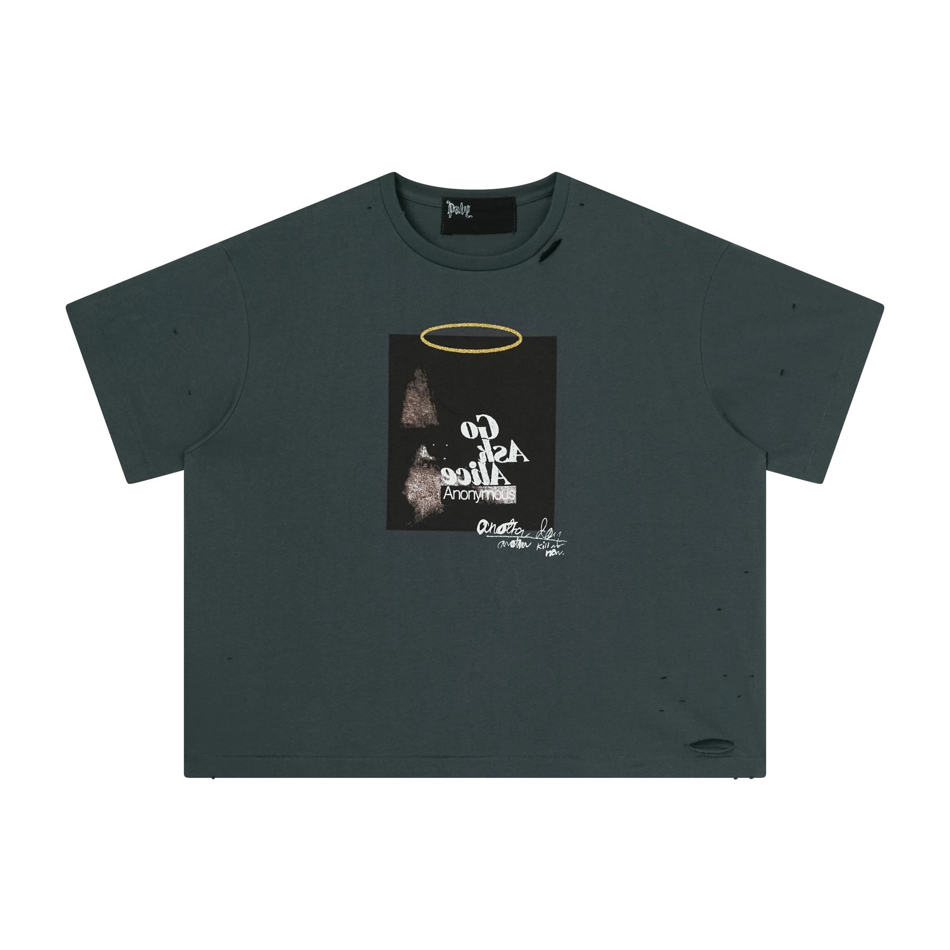 Design Collage Print Distressed Oversized T-Shirt Off-White - 16