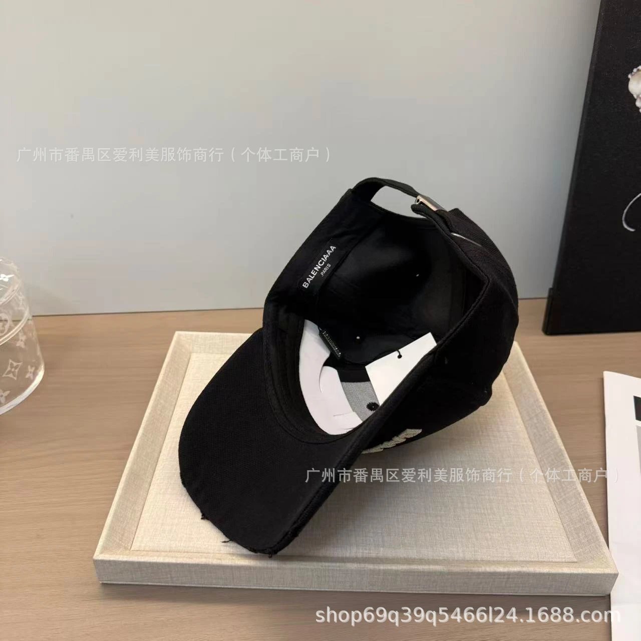 Balenciaga Logo Embroidered Beige Baseball Cap - 9
