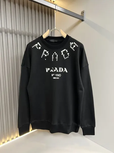 Prada Logo Pixelated Graphic Black Hoodie - 1
