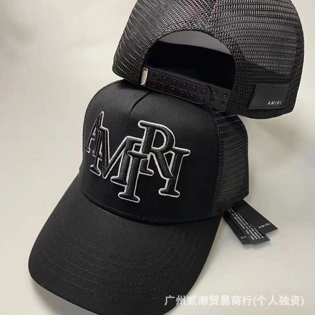Amiri Logo Embroidered Mesh Trucker Cap Light Blue Baseball Cap - 3