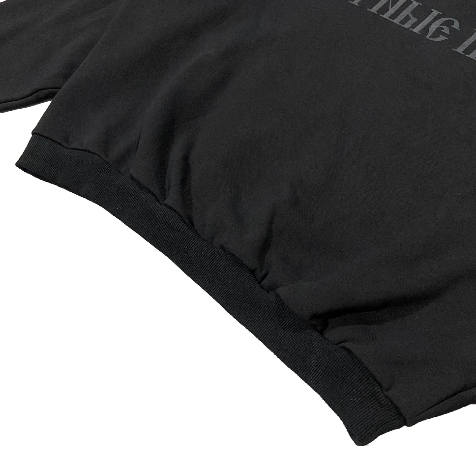Design Cyrillic Print Cropped Hoodie Gray - 15