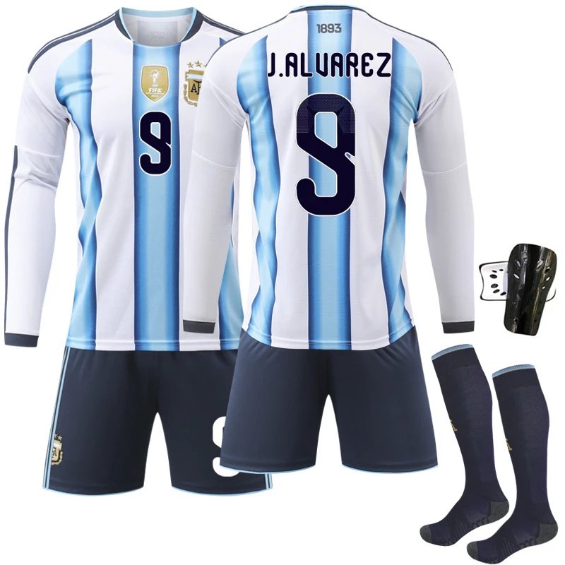Design Argentina National Team 2022 Home Kit De Paul #7 Jersey Set Jersey - 4