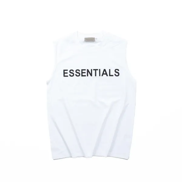 Fear of God Essentials Logo Print White Sleeveless Tank Top Vest Top - 1