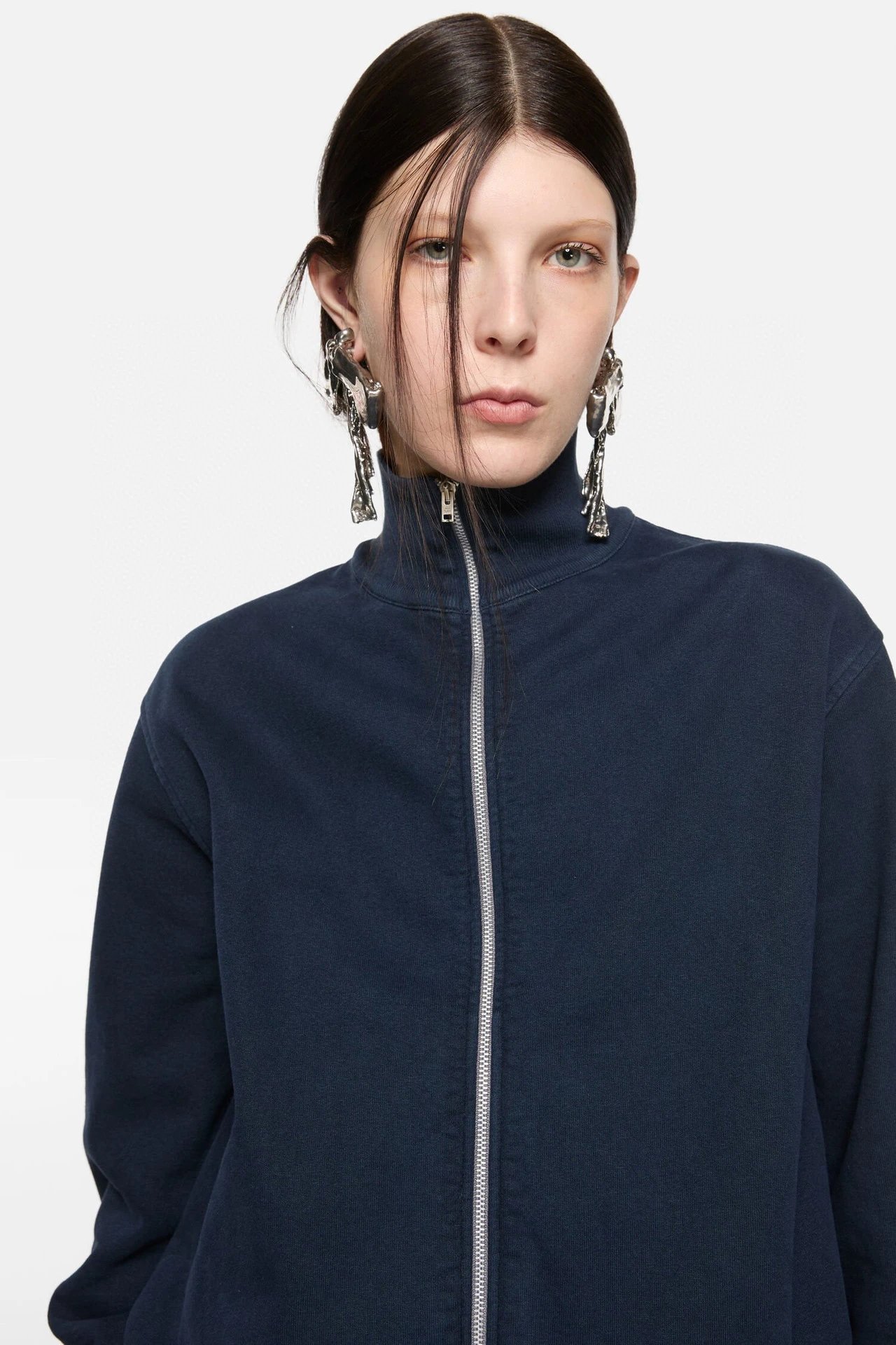 Acne Studios Logo-Embroidered Zip-Up Jacket Navy Outerwear Jacket - 32