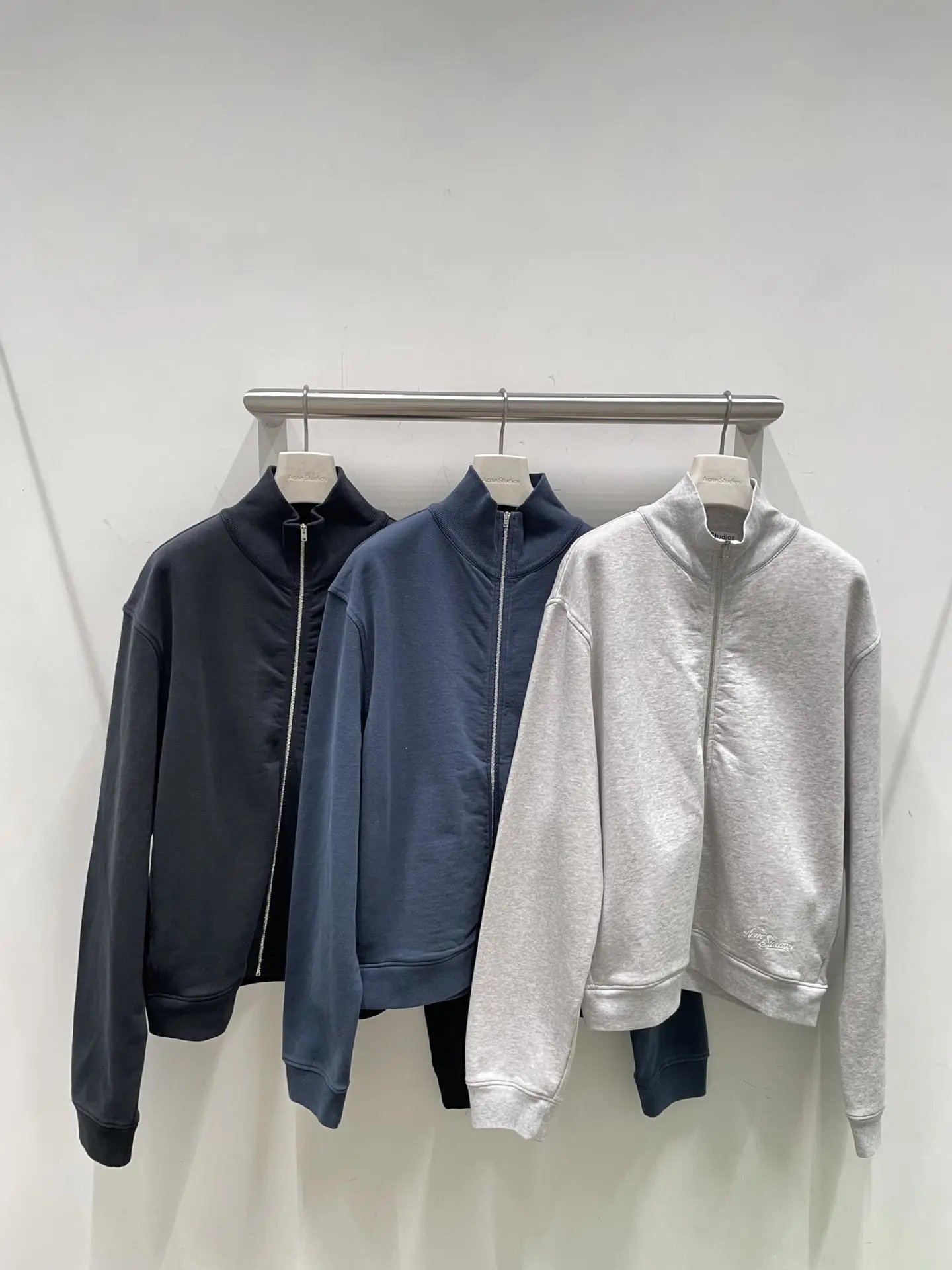 Acne Studios Logo-Embroidered Zip-Up Jacket Navy Outerwear Jacket - 36