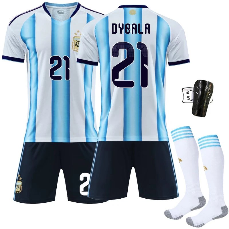 Design Argentina National Team Lionel Messi #10 Home Kit Blue and White Striped Jersey Set Jersey - 8