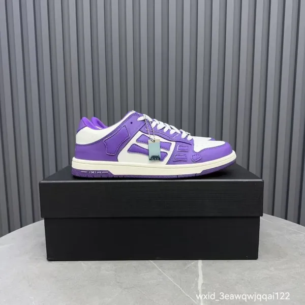Design Purple and White Panelled Low-Top Sneakers - 1