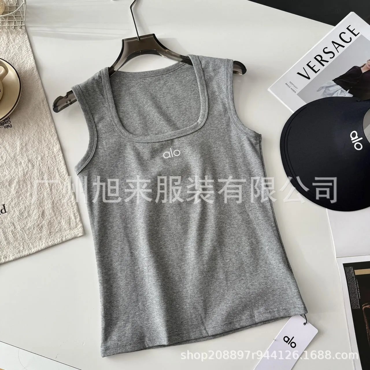 Alo Yoga Essential Ribbed Tank Top Olive Green Vest-Top - 7