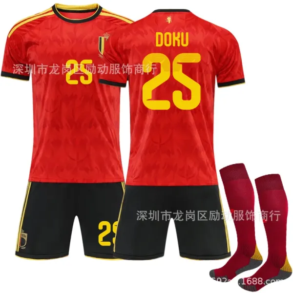 Design Belgium National Team 2022 Home Jersey Set Red / Black / Yellow Sets - 1