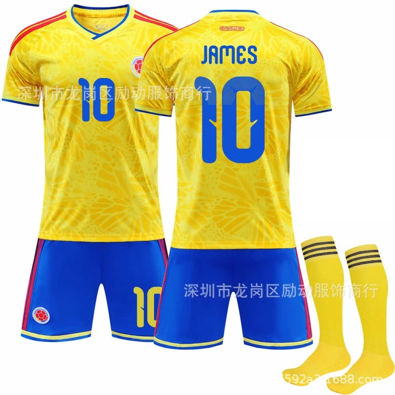 Design Colombia National Team Inspired Soccer Jersey Set Yellow Blue Jersey - 10