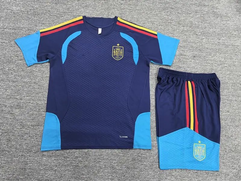 Design Spain National Team Home Kit Red / Navy Youth Soccer Jersey and Shorts Set Sets - 3